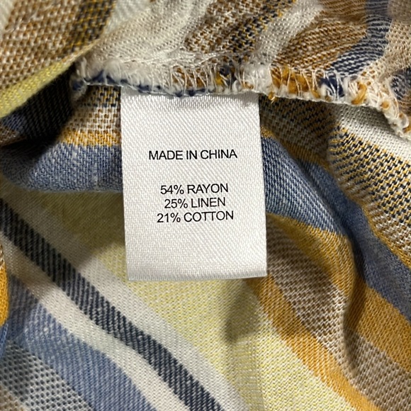 Anthropologie Drew Linen Halter Top S Button Up Y2K Striped Tie Waist Boho - Picture 9 of 9